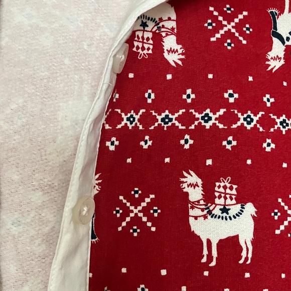 Abercrombie & Fitch Red Hooded Flece Onesie with Llama Print - Picture 5 of 6